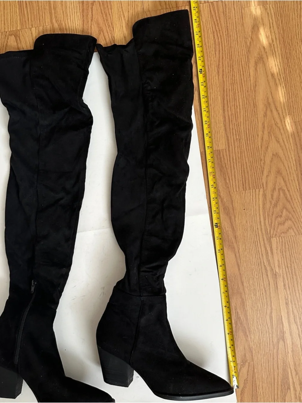 Lulu's Women's Black Suede Over-the-Knee Zip Up Block Heel Boots Size 7 - Picture 7 of 10